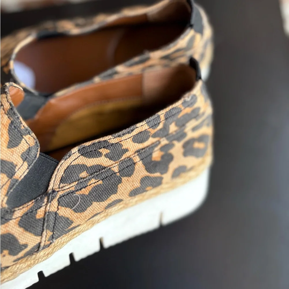 Franco Sarto Serla Leopard Platform Wedge Espadrilles Size 8